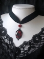 Black Velvet Dark Gothic Spider Blood Rose Pendant Choker
