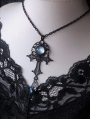 Black Gothic Moonstone Crystal Cross Pendant Necklace