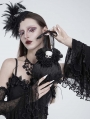 Black Gothic Skull Rose Drawstring Pouch Bag