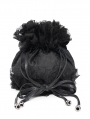 Black Gothic Skull Rose Drawstring Pouch Bag