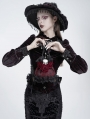 Wine Red Gothic Skull Rose Drawstring Pouch Bag