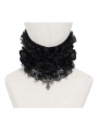 Black Rose Gothic Cross Ruffled Collar