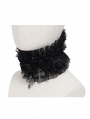 Black Rose Gothic Cross Ruffled Collar