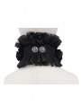 Black Rose Gothic Cross Ruffled Collar