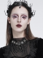 Black Gothic Spider Crystal Beaded Lace Necklace