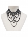 Black Gothic Spider Crystal Beaded Lace Necklace
