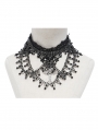 Black and Silver Retro Gothic Cross Beaded Necklace