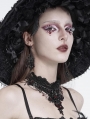 Black Gothic Red Cystral Embroidered Lace Necklace
