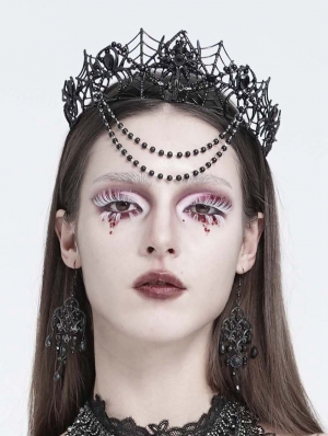 Black Gothic Spider Web Chain Crown Headdress