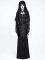 Black Gothic Floral Lace Tassel Hooded Cloak for Women