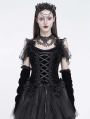 Black Gothic Floral Lace Applique Ruffled Corset Top