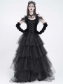Black Gothic Floral Lace Applique Ruffled Corset Top