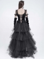 Black Gothic Floral Lace Applique Ruffled Corset Top