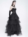 Black Gothic Mesh Pattern Irregular Hem Corset