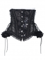 Black Gothic Floral Sequin Mesh Underbust Corset