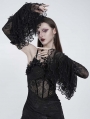 Black Gothic Beaded Floral Lace Flared Sleeves