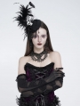 Black Gothic Mesh Patchwork Full Finger Gloves