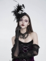 Black Gothic Mesh Patchwork Full Finger Gloves