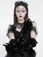 Black Gothic Velvet Patchwork Full Finger Gloves