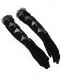 Black Gothic Velvet Patchwork Full Finger Gloves
