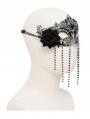 Black Gothic Floral Beaded Tassel Masquerade Mask