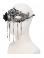 Black Gothic Floral Beaded Tassel Masquerade Mask