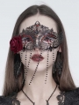 Black and Red Gothic Floral Beaded Tassel Masquerade Mask