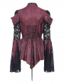 Red and Black Retro Gothic Lace Patchwork Shirt for Women