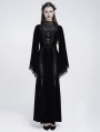 Black Gothic Deep Illusion Velvet Fishtail Maxi Dress