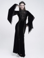 Black Gothic Deep Illusion Velvet Fishtail Maxi Dress