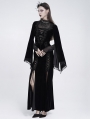 Black Gothic Deep Illusion Velvet Fishtail Maxi Dress