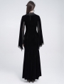 Black Gothic Deep Illusion Velvet Fishtail Maxi Dress