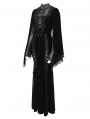 Black Gothic Deep Illusion Velvet Fishtail Maxi Dress