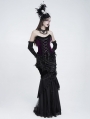 Black Gothic Ruched Asymmetric Layered Mermaid Maxi Skirt