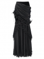 Black Gothic Ruched Asymmetric Layered Mermaid Maxi Skirt