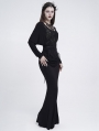 Black Gothic Embroidered Applique Ruched Maxi Fishtail Dress