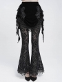 Black Gothic Velvet Frill Tassel Fringe Mini Skirt