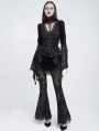 Black Gothic Velvet Frill Tassel Fringe Mini Skirt