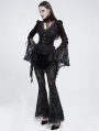 Black Gothic Velvet Frill Tassel Fringe Mini Skirt