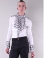 White Bowtie Long Sleeves Gothic Pattern Blouse for Men