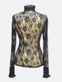 Black Rose Lace Keyhole Sexy Gothic Blouse for Women