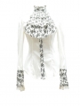 White Bowtie Long Sleeves Gothic Pattern Blouse for Women