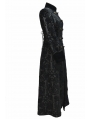 Black Printed Pattern Double-Breasted Gothic Long Coat for Women