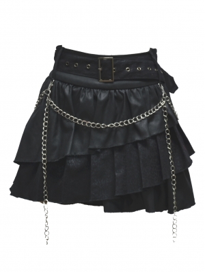 Black Gothic Punk Short Skirt 