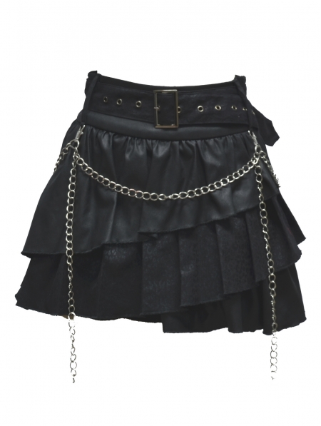 Black Gothic Punk Short Skirt - Devilnight.co.uk