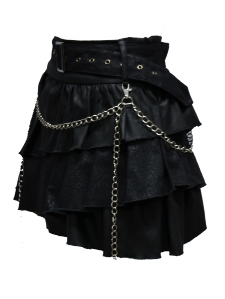 Black Gothic Punk Short Skirt - Devilnight.co.uk