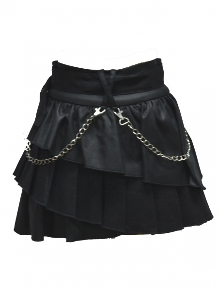 Black Gothic Punk Short Skirt - Devilnight.co.uk