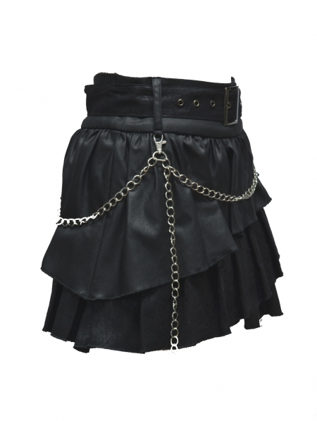 Black Gothic Punk Short Skirt - Devilnight.co.uk