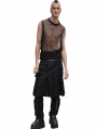 Black Net Sleeveless Gothic Shirt for Men