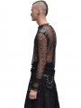 Black Net Long Sleeves Gothic Shirt for Men